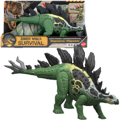 Figura de dinossauro Stegosaurus verde com embalagem Jurassic World Survival