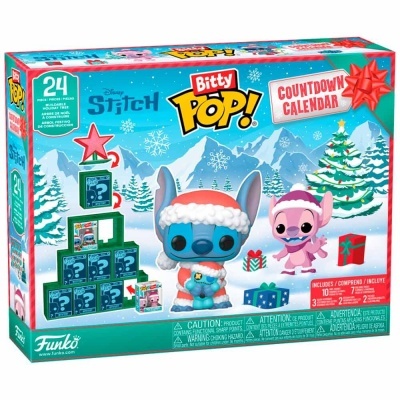 Caixa de contagem decrescente Bitty Pop! Disney Stitch com personagens natalícios