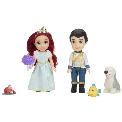 Bonecas da Ariel e do Príncipe Eric com acessórios e animais de plástico