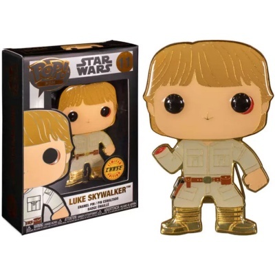 Figura Funko Pop de Luke Skywalker da saga Star Wars ao lado da caixa original