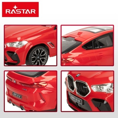 Carro de brinquedo vermelho BMW X6 M com detalhes realistas da marca RASTAR
