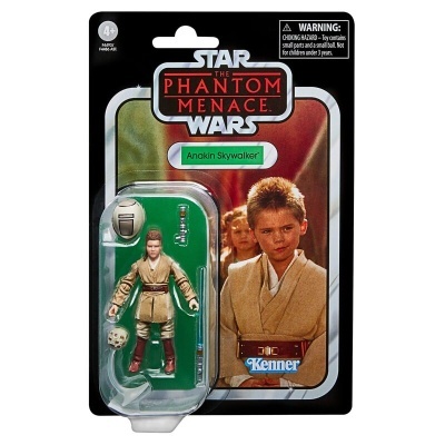 Figura Anakin Skywalker Star Wars Phantom Menace em embalagem preta com imagem do personagem