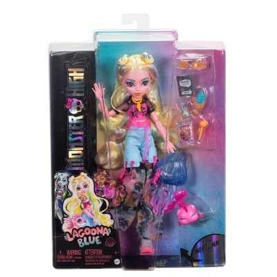 Boneca Monster High Lagoona Blue com acessórios em embalagem colorida