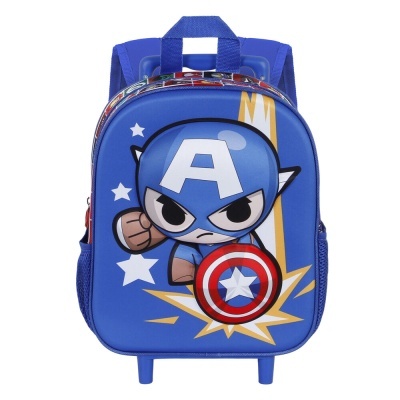 Mochila escolar azul com desenho do Capitão América cartoon