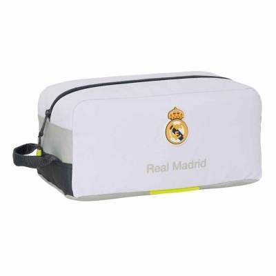 Necessaire branca com logótipo do Real Madrid e texto Real Madrid