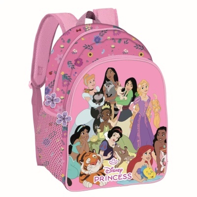 Mochila rosa Disney Princesas com personagens e animais