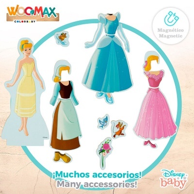 Jogo magnético Disney baby com figuras de vestidos de princesa e acessórios