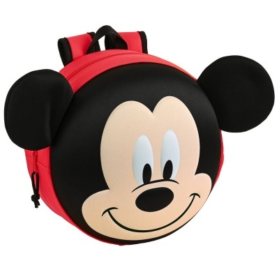 Mochila infantil redonda com rosto do Mickey Mouse
