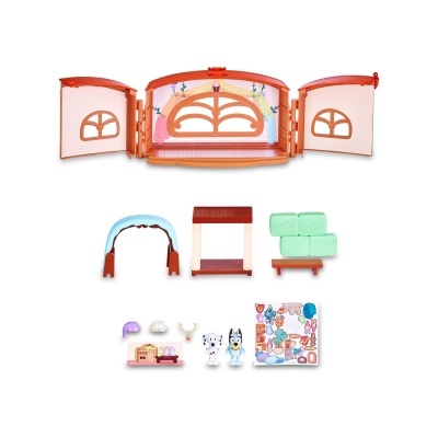 conjunto de brinquedo infantil casa portátil com móveis e figuras de cães