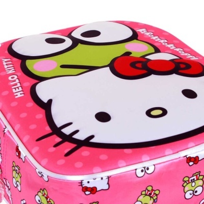 Caixa rigidizada com personagens Hello Kitty e Keroppi em rosa