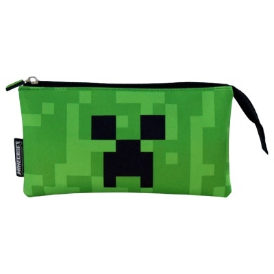 Estojo gráfico verde Minecraft com fecho preto