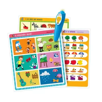 Cartões educativos coloridos com caneta eletrónica azul Clementoni