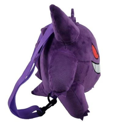 Mochila de peluche roxa com alças ajustáveis