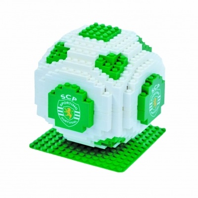 Bloco de construção em forma de bola com cores verde e branco e logotipo do SCP Sporting Portugal