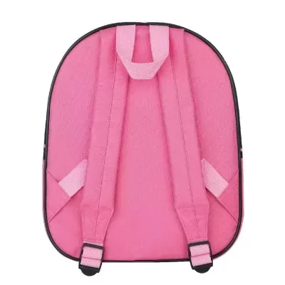 Mochila rosa vista de trás com tiras acolchoadas