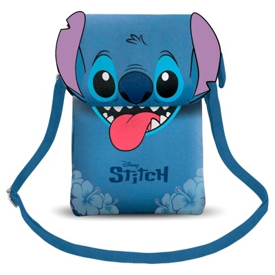 Mala azul com rosto do Stitch da Disney e alça de ombro ajustável