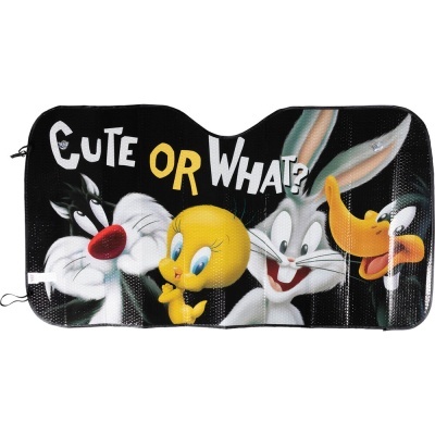 Protetor de para-brisas Looney Tunes com texto CUTE OR WHAT?