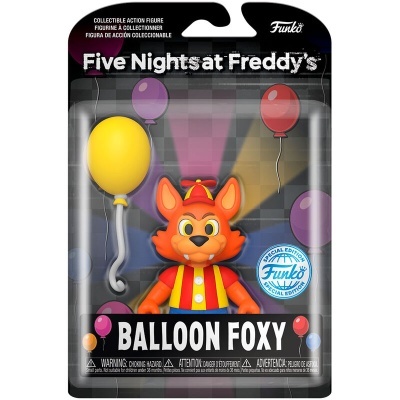 Boneco colecionável Five Nights at Freddy's Balloon Foxy em embalagem transparente com balões
