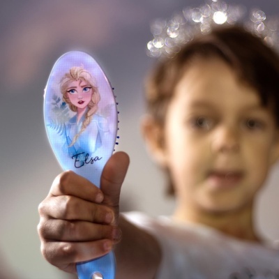 Escova de cabelo azul infantil com imagem da Elsa de Frozen