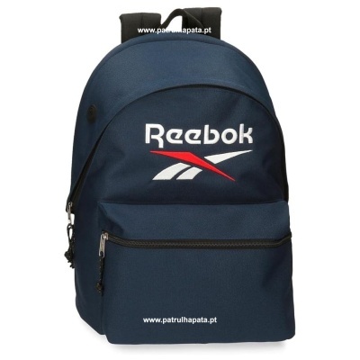 Mochila azul escura Reebok com bolso frontal e alças pretas
