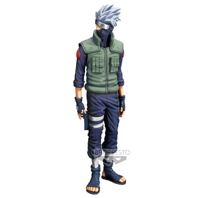 Figura colecionável de Kakashi Hatake do anime Naruto com roupa e acessórios característicos