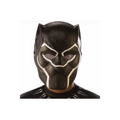 Máscara preta de Black Panther com contornos brancos e textura