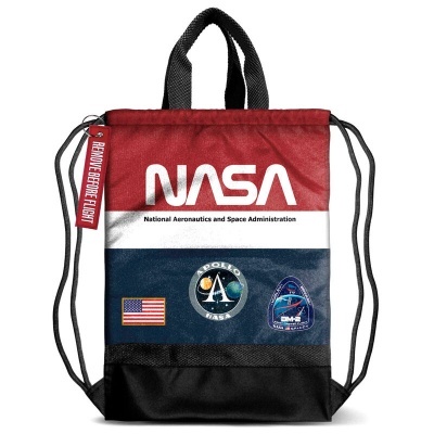 Mochila de tecido com alças e estampa NASA tricolor