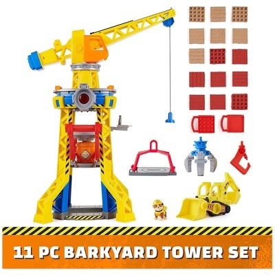 Conjunto de brinquedo 11 PC BARKYARD TOWER SET com torre, veículos e acessórios coloridos