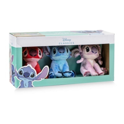Três peluches Disney Classics Stitch em caixa transparente