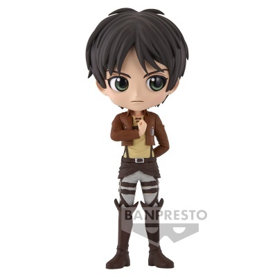 Figura colecionável chibi de personagem masculino com casaco castanho e botas.
