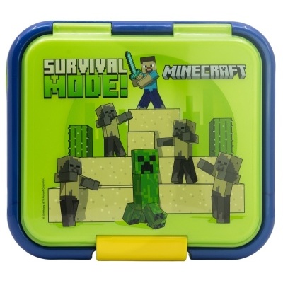 Estojo verde com decoração Minecraft e texto Survival Mode