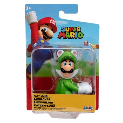 Figura de ação Cat Luigi Super Mario embalada em blister colorido