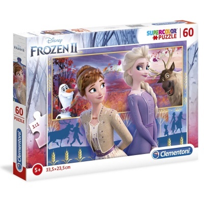 Puzzle Disney Frozen II de 60 peças Clementoni com personagens Anna, Elsa, Olaf e Sven