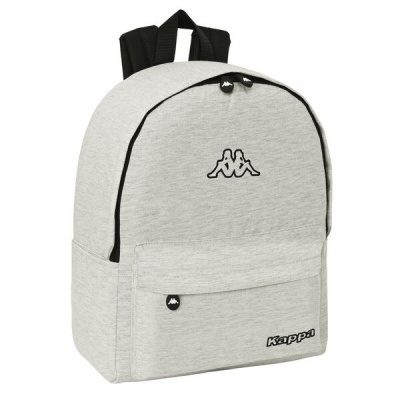 Mochila cinza clara com logótipos Kappa e bolso frontal