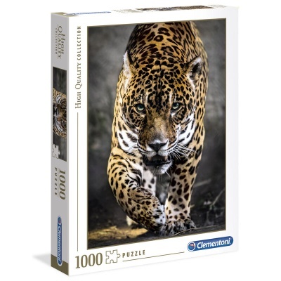 Caixa de puzzle 1000 peças com imagem de jaguar a caminhar