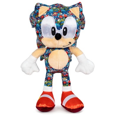 Pelúcia do Sonic multicolorida com sapatos vermelhos