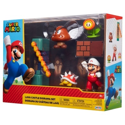 Conjunto de diorama Super Mario Lava Castle com figuras e acessórios