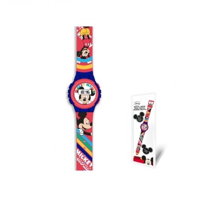 Relógio digital infantil com bracelete colorido do Mickey Mouse