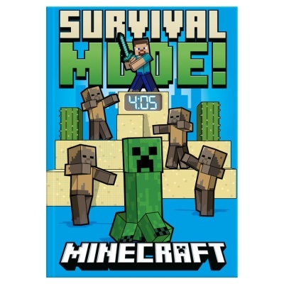 Capa de livro Minecraft com personagens pixelados em fundo azul e texto Survival Mode e Minecraft