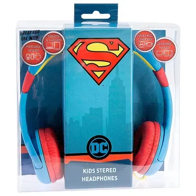Auscultadores estéreo para crianças tema Superman em embalagem transparente