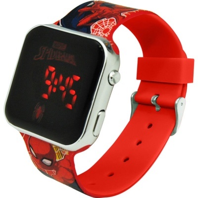 Relógio digital Homem-Aranha com pulseira vermelha estampada