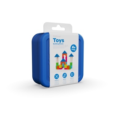 Embalagem azul de brinquedo de blocos de construção para crianças a partir dos 4 anos