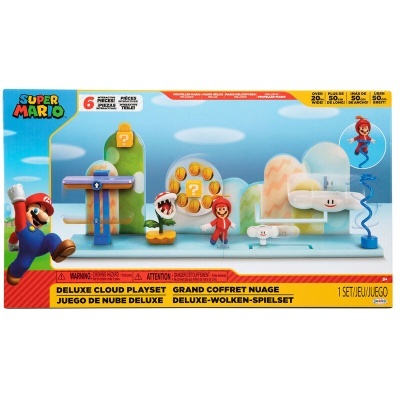 Conjunto de jogo Super Mario Deluxe Cloud Playset com figuras e acessórios sobre fundo azul