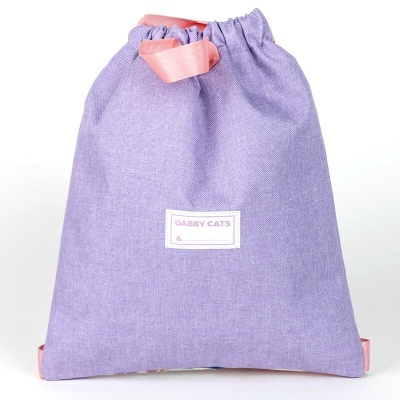 Mochila saco lilás com cordão rosa GABBY CATS