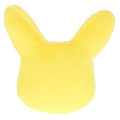 Almofada amarela em forma de cabeça de coelho