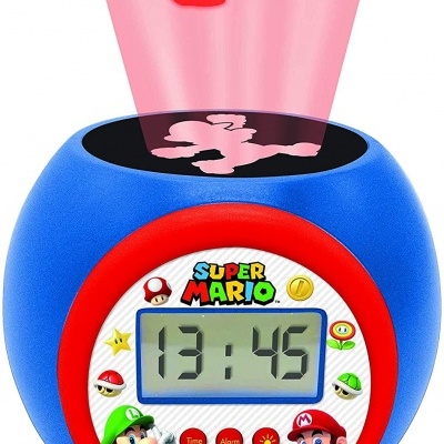 Relógio digital Super Mario azul e vermelho com projeção e visor digital