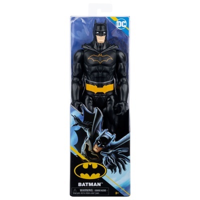 Figura de ação do Batman em caixa azul com logo DC e símbolo do morcego