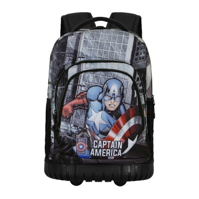 Mochila com estampa do Capitão América e logo Marvel