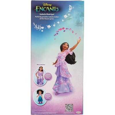 Caixa de brinquedo Disney Encanto com personagem Isabela Madrigal de vestido lilás com flores