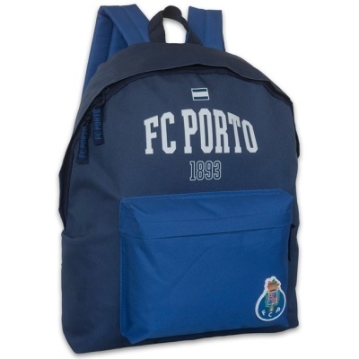 Mochila azul escura FC PORTO 1893 com bolso azul claro e emblema do clube